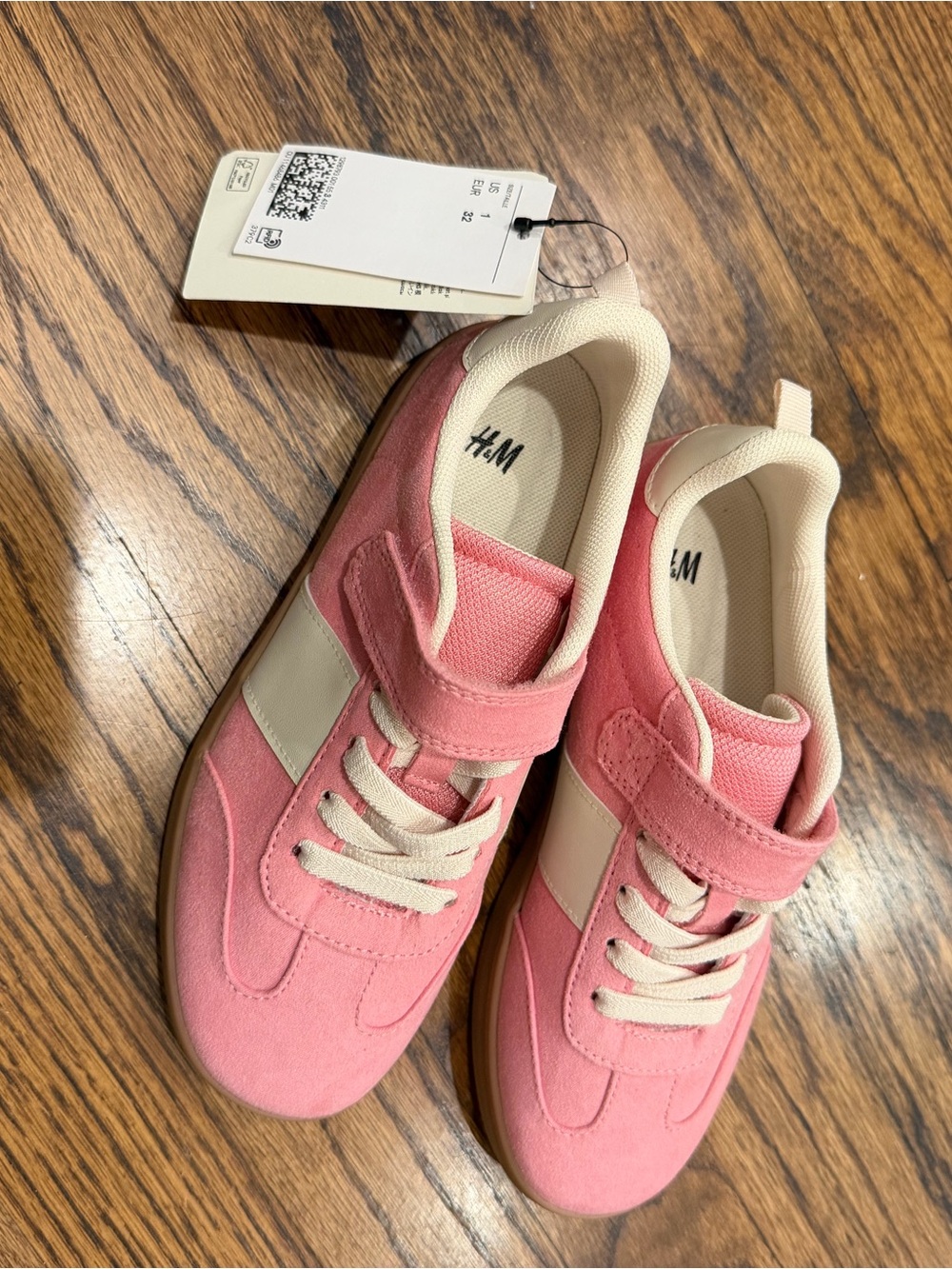 H&M Pink and Cream Kids Velcro Lace Sneakers